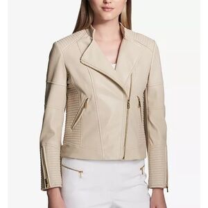 Calvin Klein Women's Beige Faux Leather Jacket